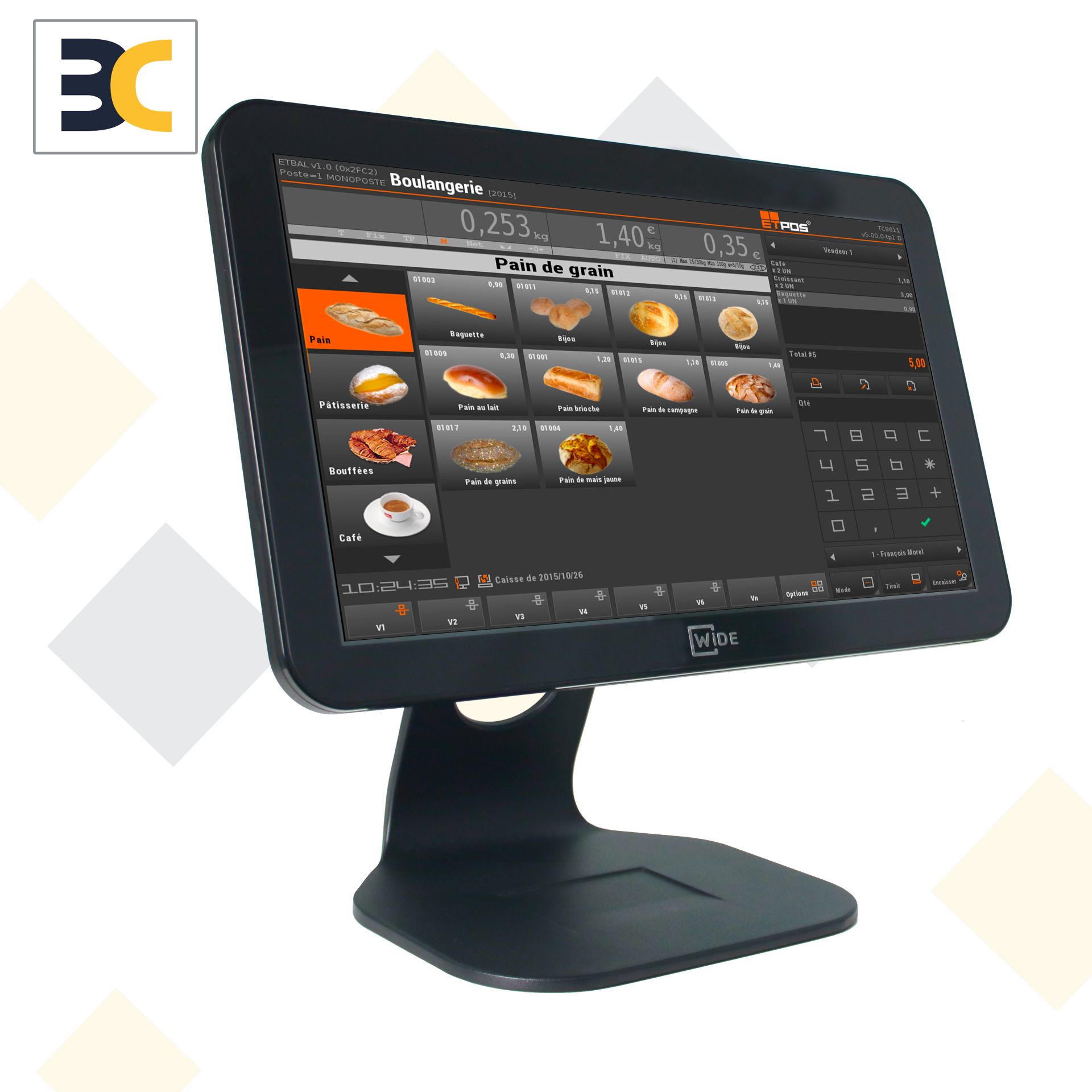 POS 1529 WIDE - Caisse tactile 15,6'' capacitif avec ETPOS 5.30 certifiée NF525 - Windows 10 Pro/Linux - CPU Intel Celeron J4125_1