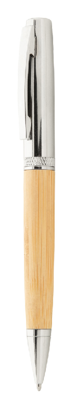 Stylo à bille en métal et bambou - avec étui tube en bambou - encre bleue_1