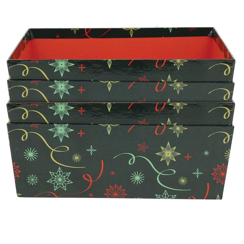 Boite carton carrée empilable Noel Vert 26x26 -_1