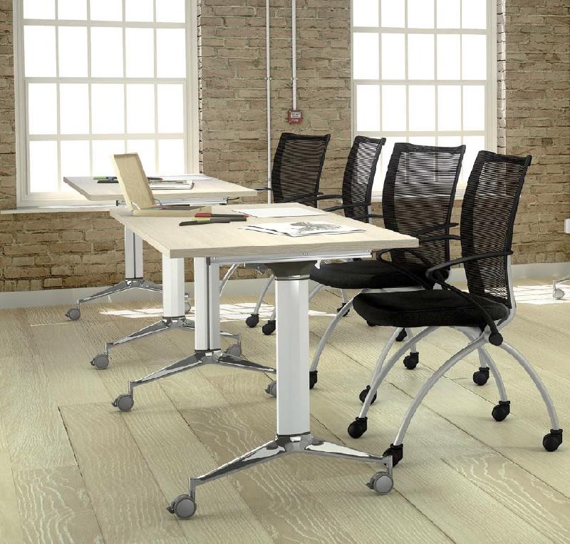 Chaise visiteurs avec assise rabattable Viena - Mobel Linea. - 4 sièges_1