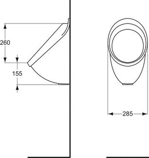 Urinoirs - Ideal Standard - modèle mural en porcelaine vitrifiée - Applique - P264101_1