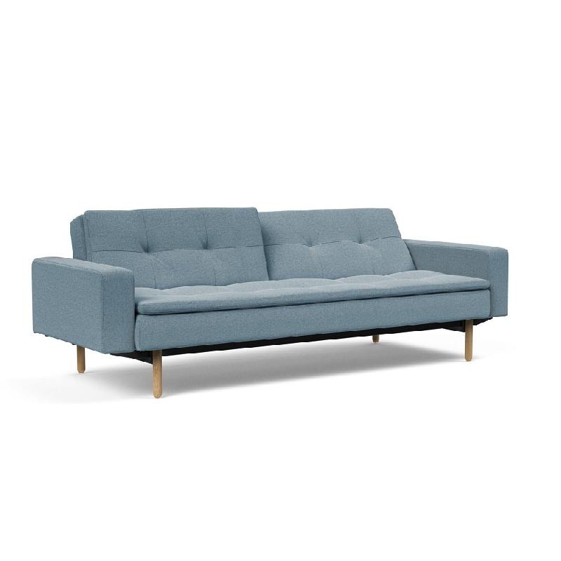 Canapé design Dublexo Stem convertible lit 115x210 cm - pieds chêne - tissu Soft Indigo_1