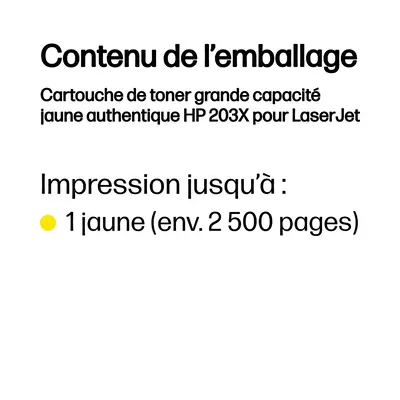 Cartouche de toner grande capacité jaune authentique HP 203X pour LaserJet_1