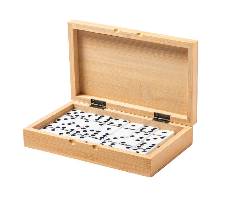 Dominos classiques - 28 tuiles - boîte en bambou naturel - poids 485g_1