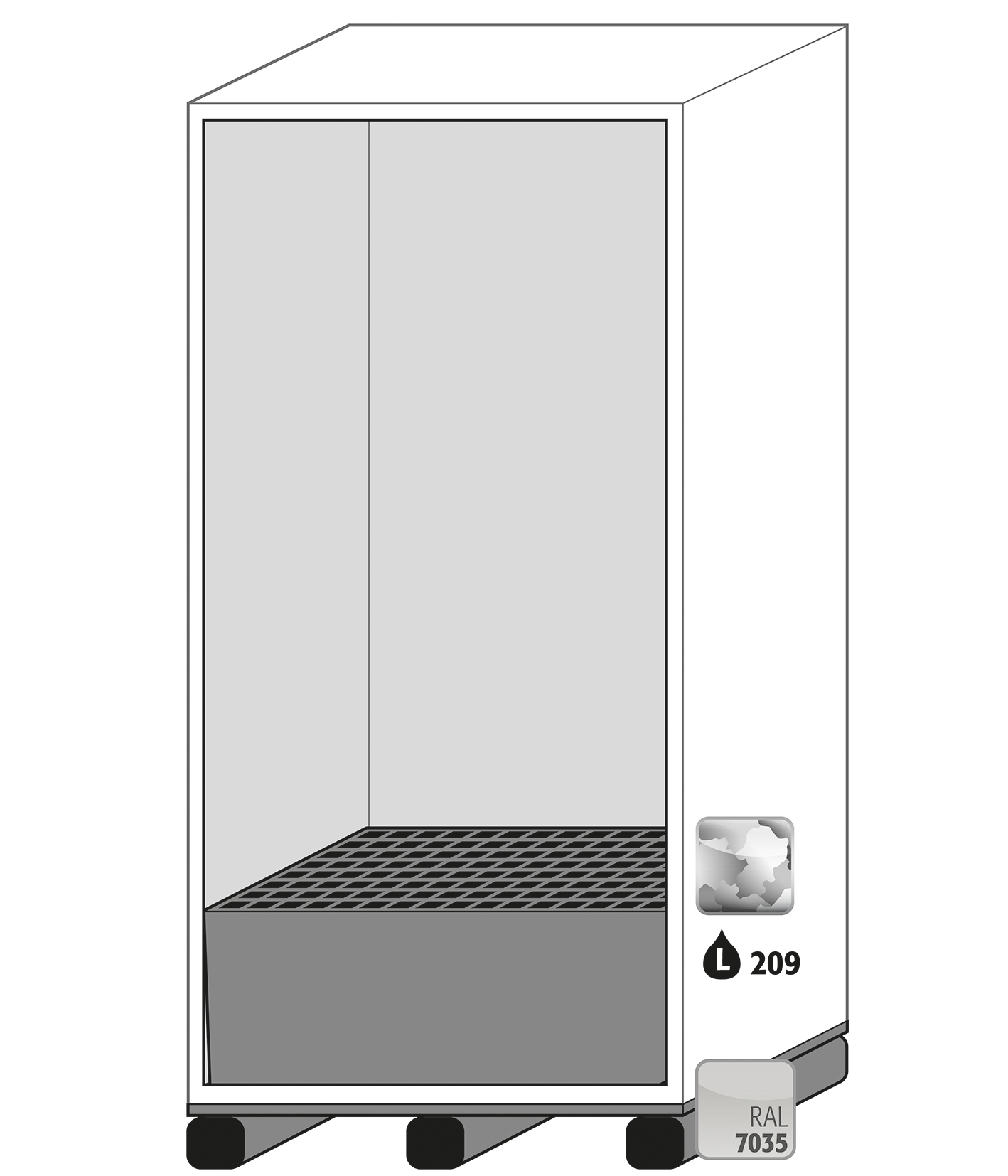 Armoire de sécurité pour produits dangereux XL-CLASSIC-90 - Modèle XL90.222.110.WDAS - Réf 30393-001-30395 - Type 90 - Stockage certifié pour fûts 200L_1