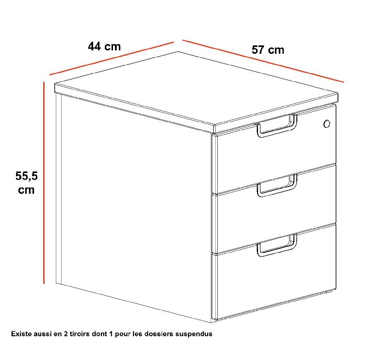 Caisson mobile TAK - Mobel Linea - Acacia clair, 3 tiroirs_2