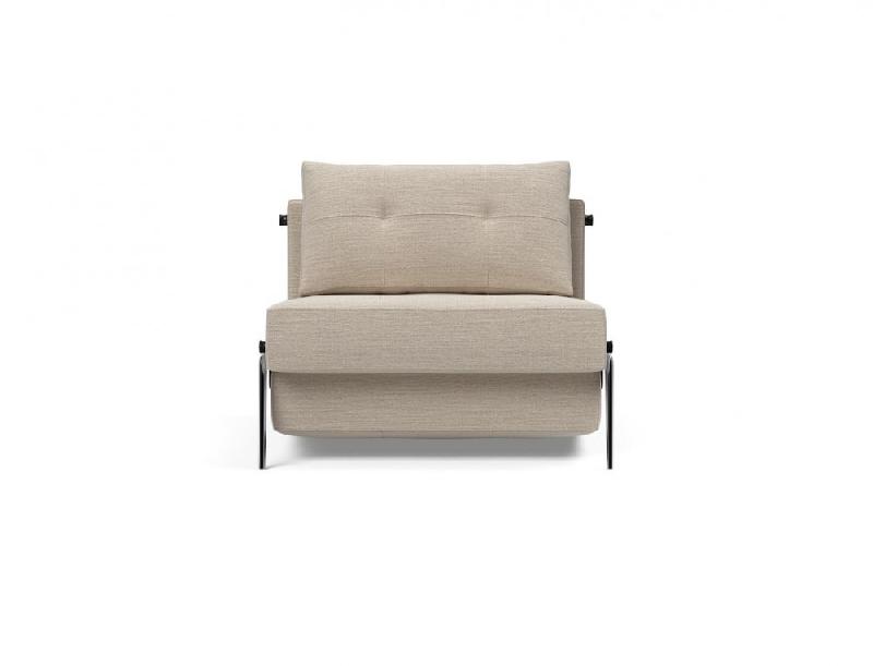 Fauteuil design convertible Innovation Living Cubed 02 - 90x200 cm - Tissu Blida gris sable - Pieds alu_1