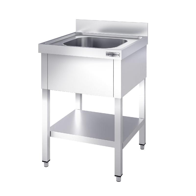 Plonge inox 1 bac avec étagère - P 700 mm -_1