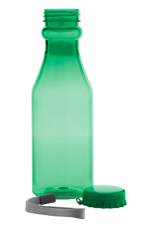 Gourde de sport - plastique transparent - bouchon à visser et dragonne - 500 ml - couleur vert_1