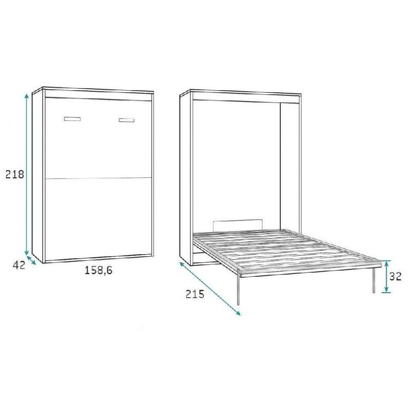 Armoire lit escamotable AGATA - Chêne - Couchage 160x200 cm avec sommier à lattes_1