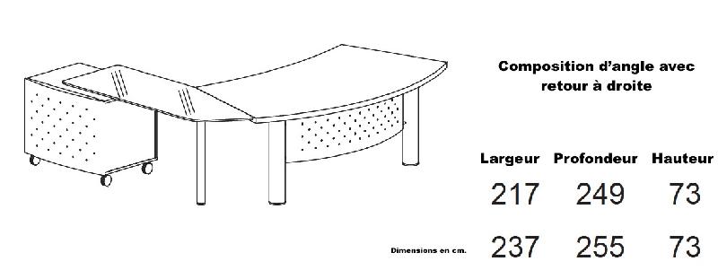 Bureau X time Next avec retour en verre et meuble  - Quadrifoglio. - 217, Orme, Droite, 3 tiroirs_1