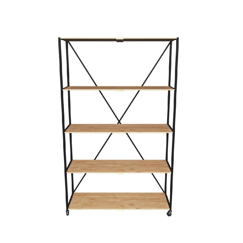 Etagère haute L119xP39xH195cm 4 niveaux Westside Noir mat - tube 20x20mm - bois_1