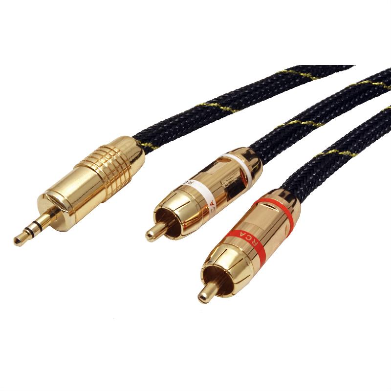 ROLINE GOLD Câble audio 3,5mm Stéréo - 2x RCA, M / M, Retail Blister, 5 m_1
