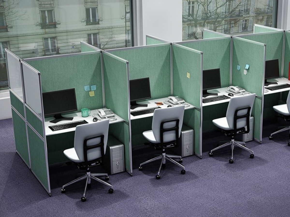 Bureau de call center optimisé et esthétique avec cloisons acoustiques ELEGANCE - Sur mesure, finitions variées et confort phonique_1