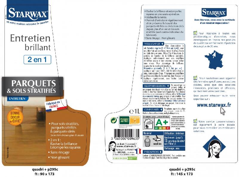Entretien brillant 2 en 1 - tous parquets et sols stratifiés - 1L STARWAX - non glissant et riche en cires_1