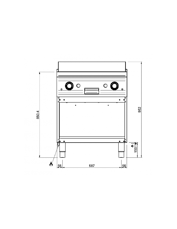 Grillade gaz rainurée - Plaque en acier Martin sur placard ouvert - FTBG77AR_1