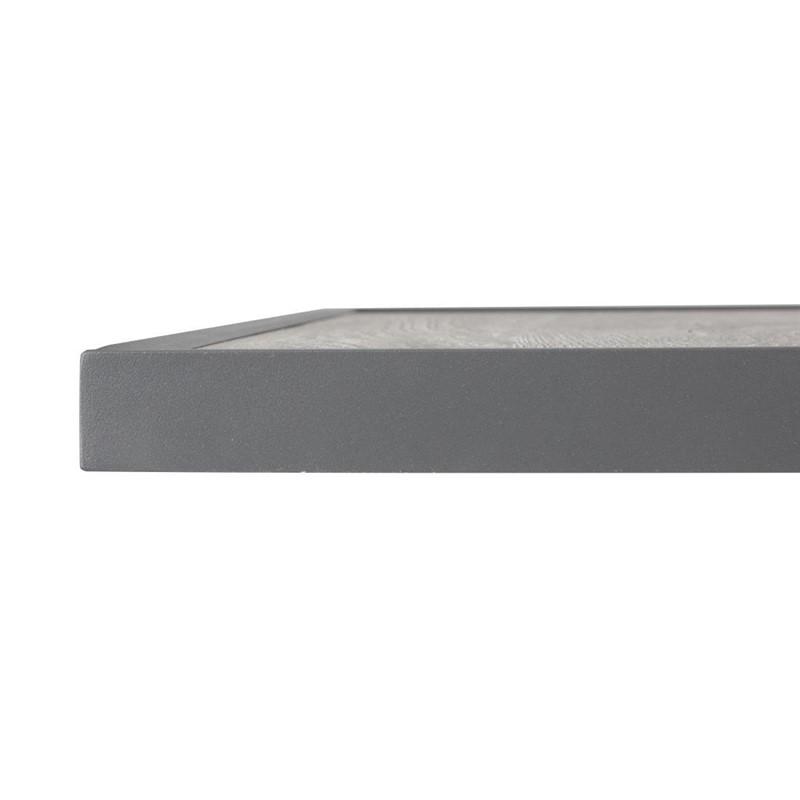 Plateau de table extérieur carré en verre trempé effet grain de bois bord gris 700 mm | Bolero - FU515_1
