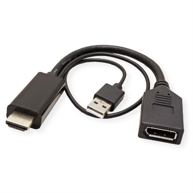 Roline adaptateur hdmi - displayport, v1.2, 4k, hdmi m - dp f, actif_1