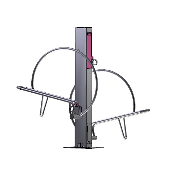 Support et borne de recharge extérieure - 2 vélos face à face - Velec Face - Prises étanches IP55 et sécurisation multi-points_1