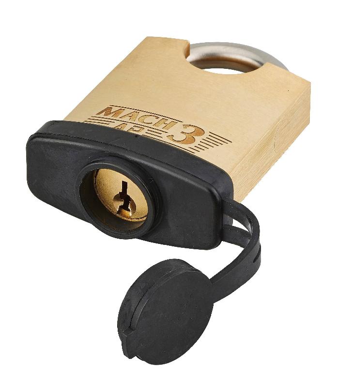 Cadenas à clé Mach 3 AP 40 mm avec bumper - Laiton monobloc, anse inoxydable et haute sécurité extérieure_1