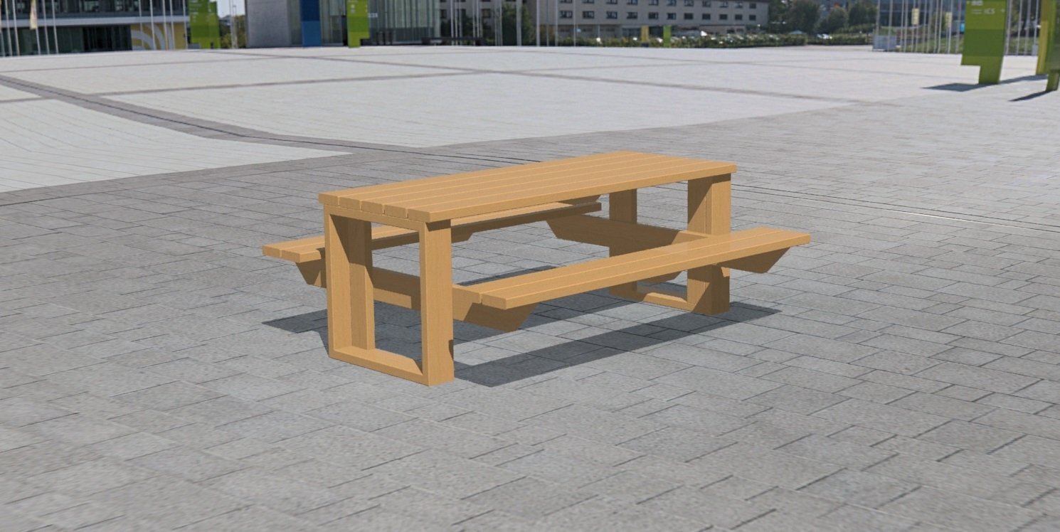 Table de pique-nique en bois classe IV ou plastique recyclé - Référence MUB22 - Longueur 2m, robuste et adaptée aux collectivités_1