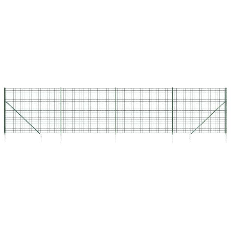 Vidaxl clôture en treillis métallique et piquet d'ancrage vert 1,6x10m 154132_1