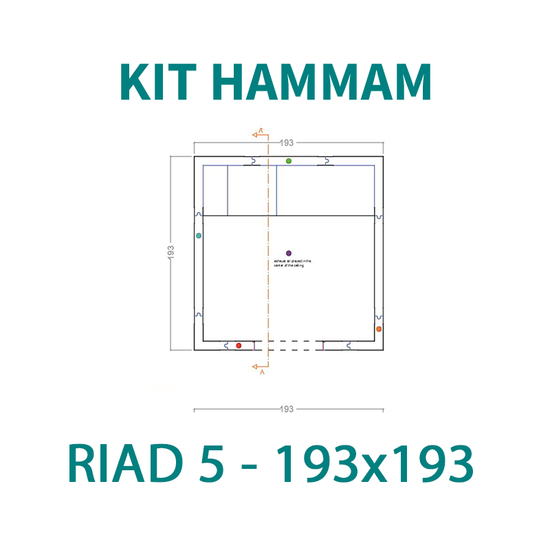 KIT CABINE HAMMAM À CARRELER RIAD 5 - 193X193 - 5 PLACES_1