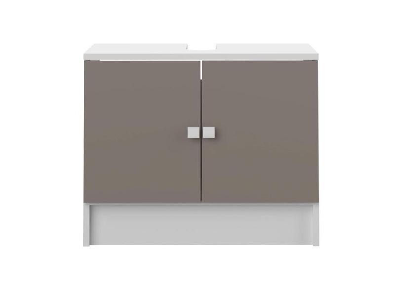 Meuble sous-vasque Riva Design blanc - 2 portes taupe - Dimensions L60 x H52 x P40 cm_1