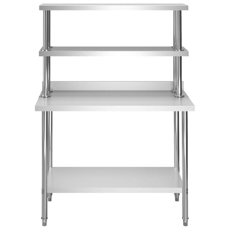 Vidaxl table de travail de cuisine avec étagère 120x60x150 cm inox 3054471_1