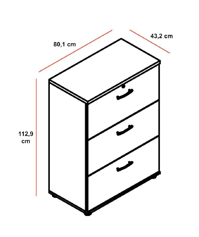Armoire avec tiroirs pour le classement des dossiers suspendus - Blanc pastel, Gris anthracite, 3 cases_1