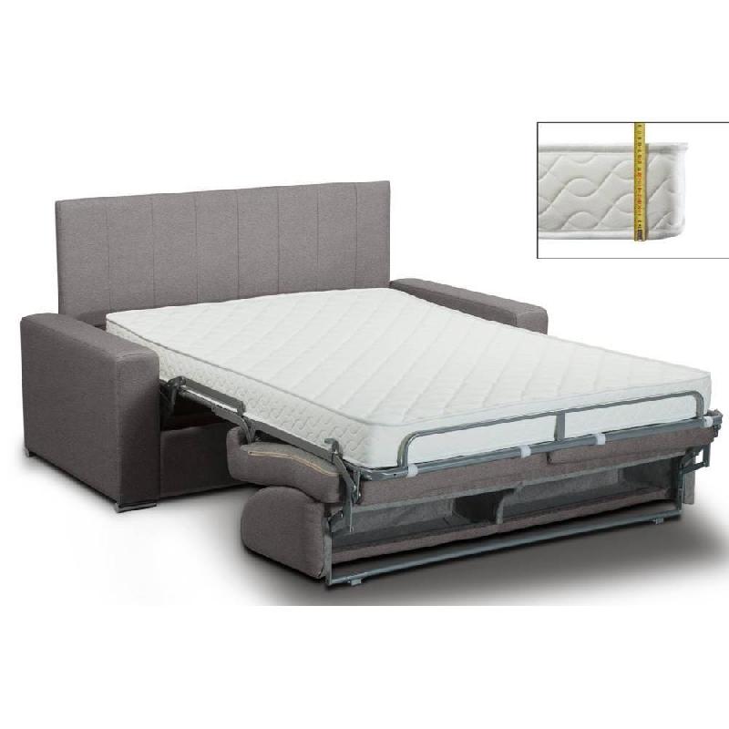 Canapé lit 4 places convertible express - Matelas 16 cm - Lattes 160 cm - Tête de lit intégrée - Microfibre taupe_1