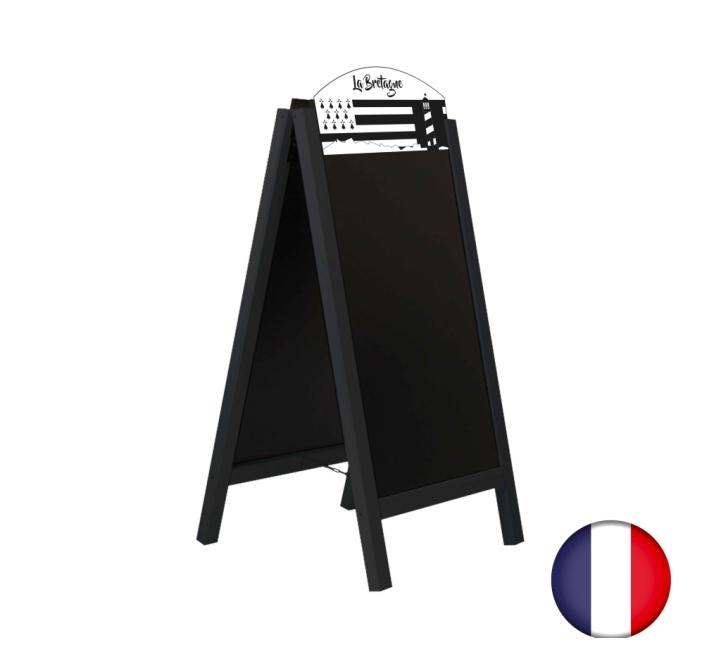 Chevalet stop trottoir - Bois chêne, ardoises amovibles personnalisées - PFN52_1