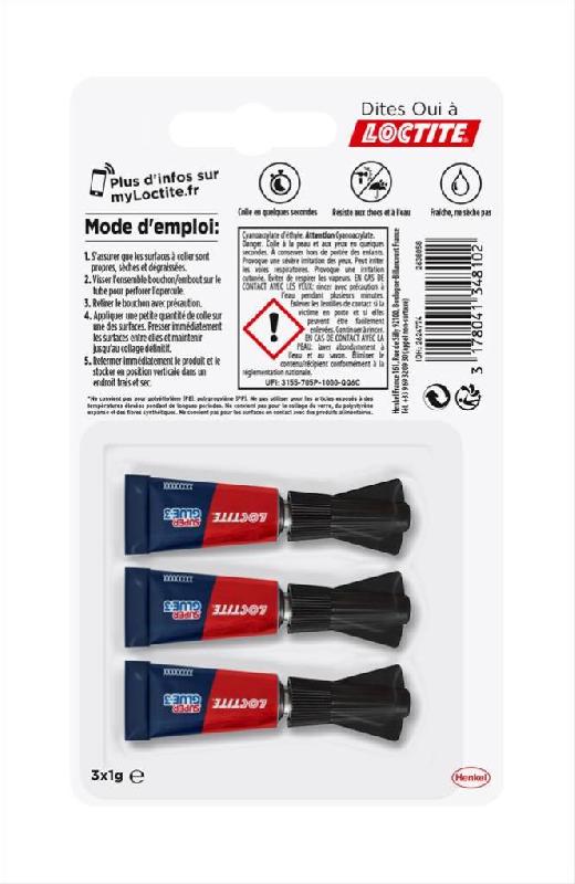 Super glue 3 cyanoacrylate LOCTITE - colle liquide 3 x 1g - ultra puissante et résistante à l'eau_1