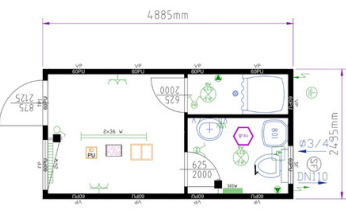 Bâtiment modulaire mixte - Bureau / sanitaire 12,5 m²_1