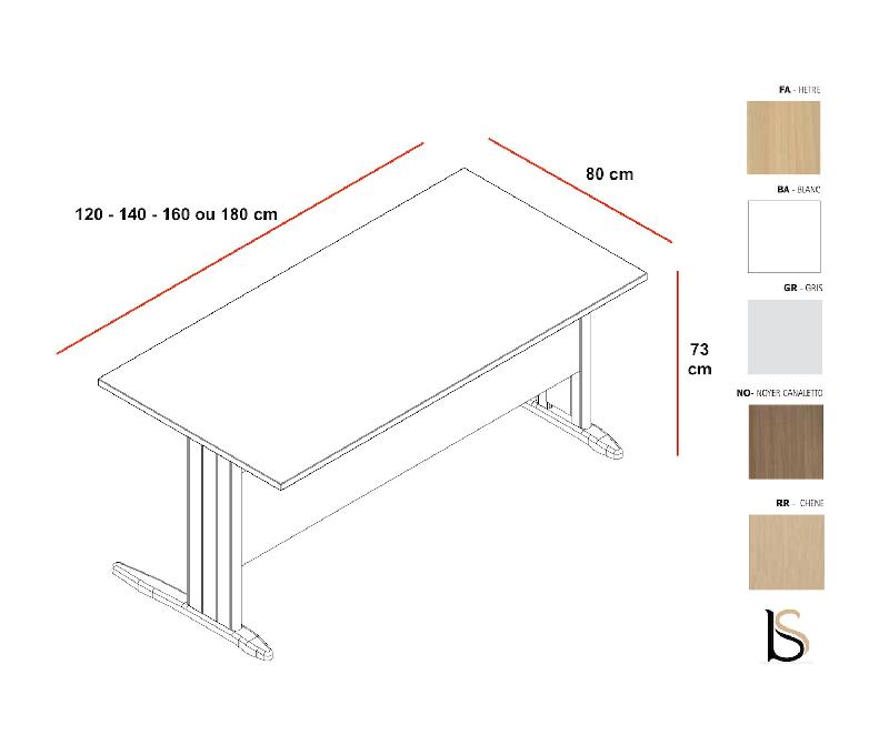 Bureau rectangulaire Practika P1 - Quadrifoglio - 120, Alu, Blanc_1
