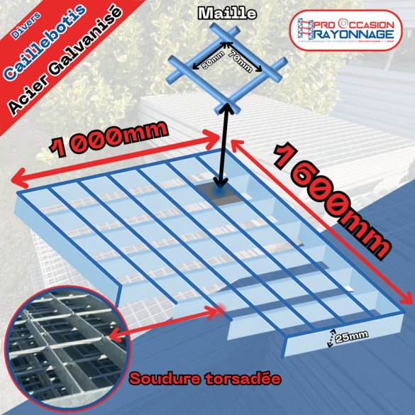 Caillebotis en acier galvanisé 1600mmx1000mm - [Maille Configurable]_1