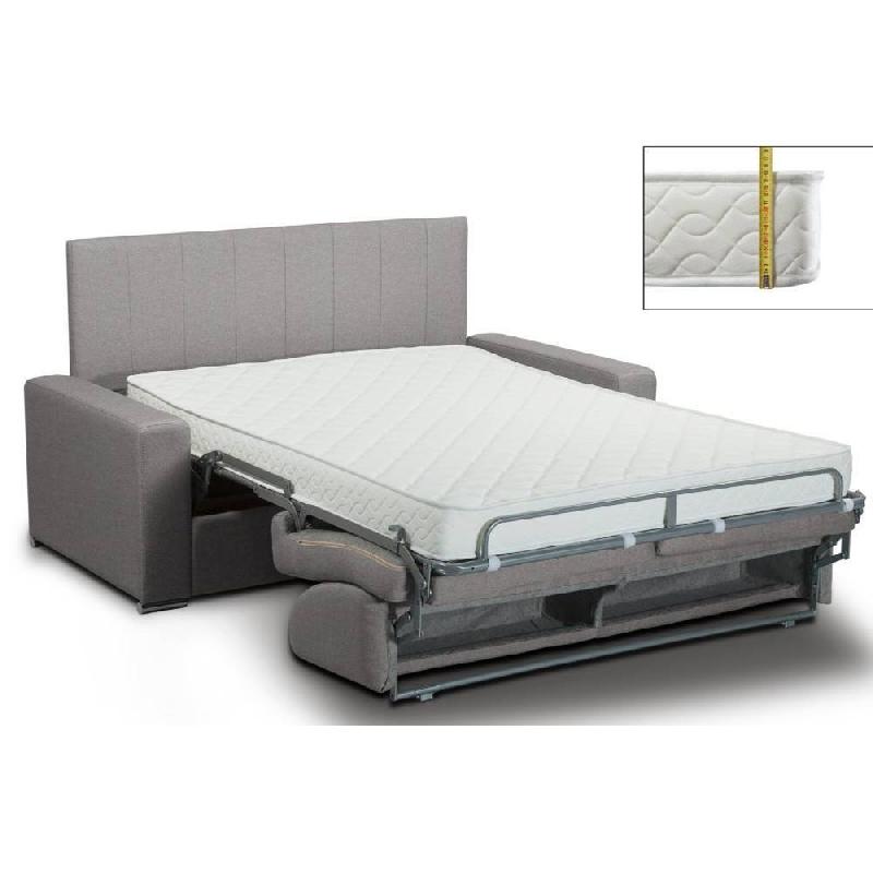 Canapé-lit Levallois Express - Matelas 16 cm - Lattes 120 cm - Tête de lit intégrée - Tweed gris clair_1