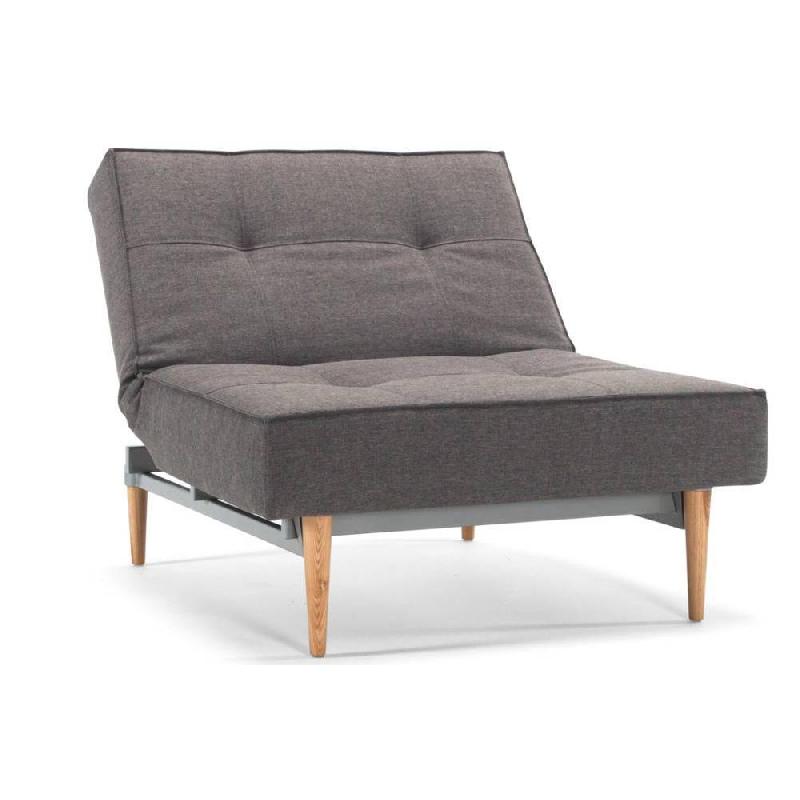 Fauteuil-lit convertible SPLITBACK Styletto - 90x115 cm - Pieds chêne naturel - Tissu Flashtex Dark Grey - Innovation Living_1
