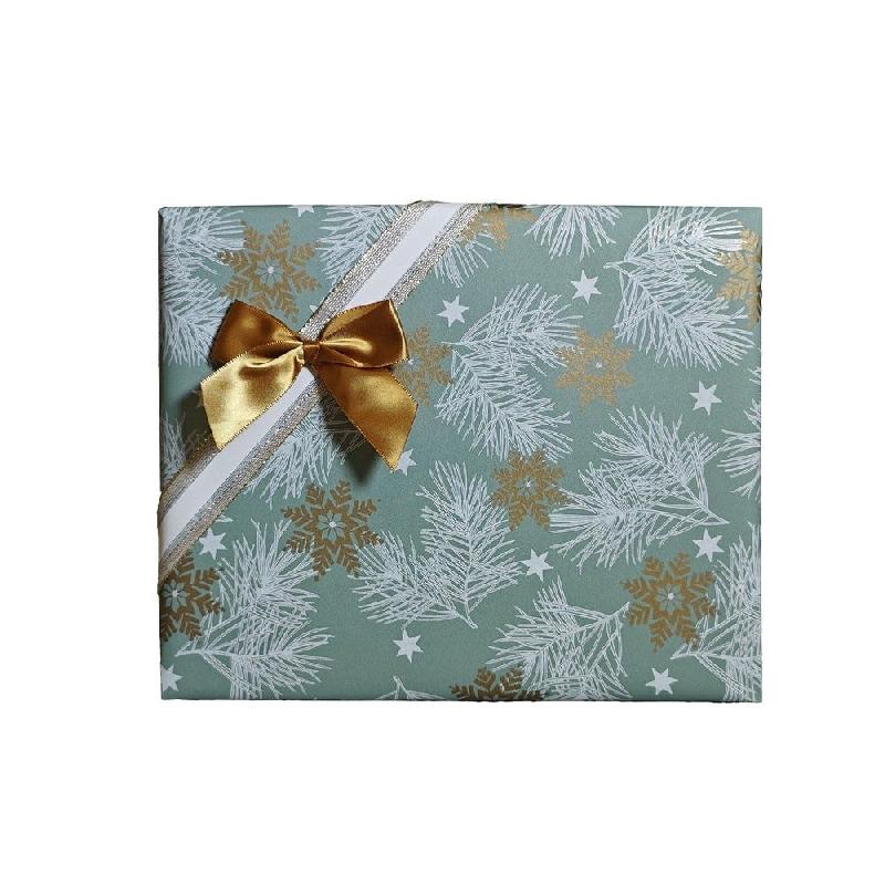 Papier cadeau Pin givré vert sauge et or 0,70cm x25m_1
