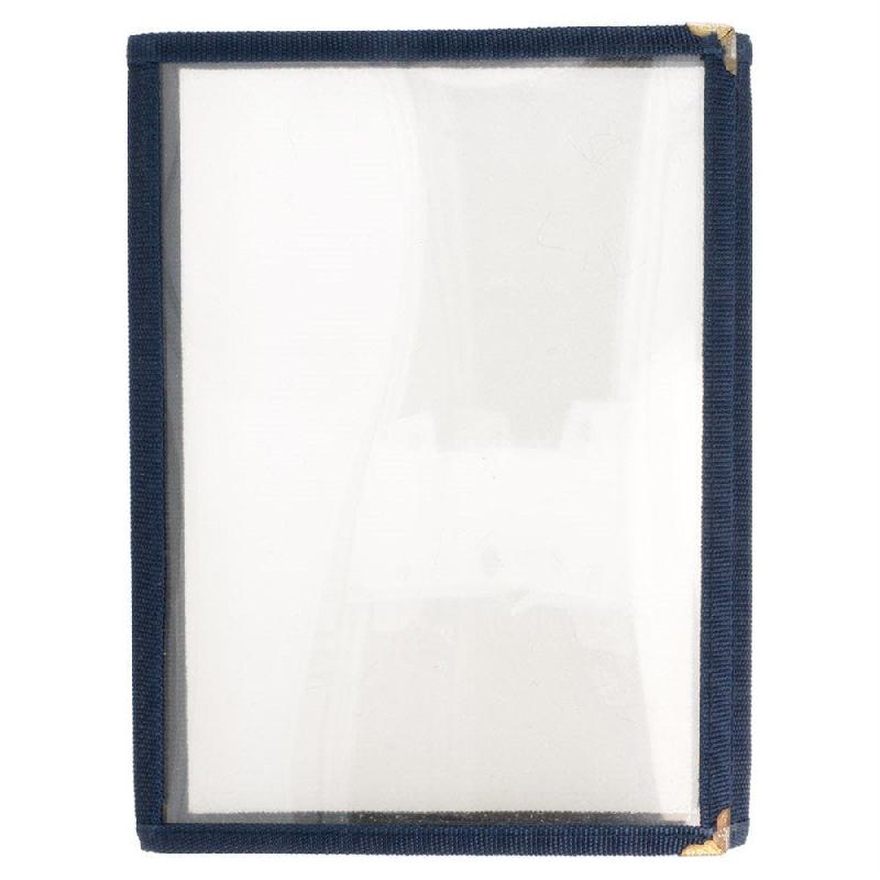 Protège menu 3 volets A5 PVC bordure bleu_1