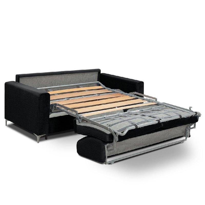Canapé convertible express Jackson 160cm - sommier lattes - tête de lit intégrée - polyuréthane noir - matelas 16 cm_1
