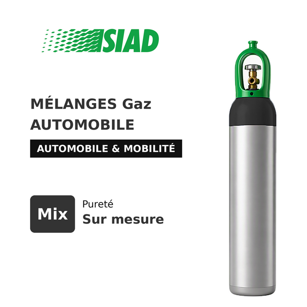 Mélanges émissions automobiles SIAD - Étalonnage pour bancs d'essai moteurs, contrôle technique et homologation Euro 6/7 - bouteilles B50, B20 et B10_0