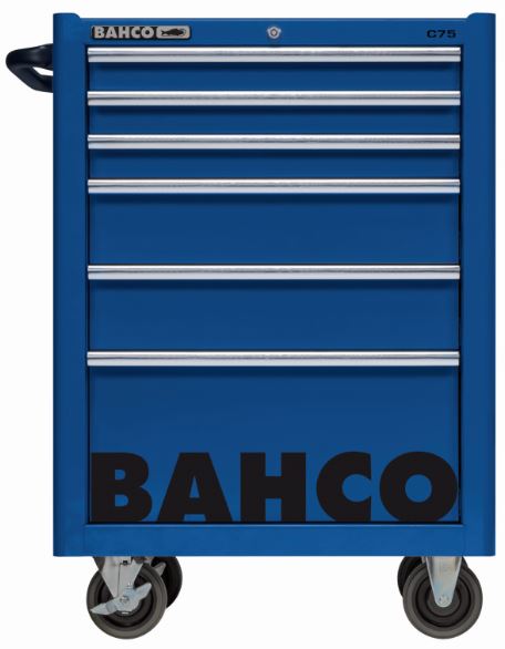 Servante classique C75 avec 6 tiroirs - bleu, 986 mm x 501 mm x 763 mm - Système Lock&Go - 1475K6BLUE_1