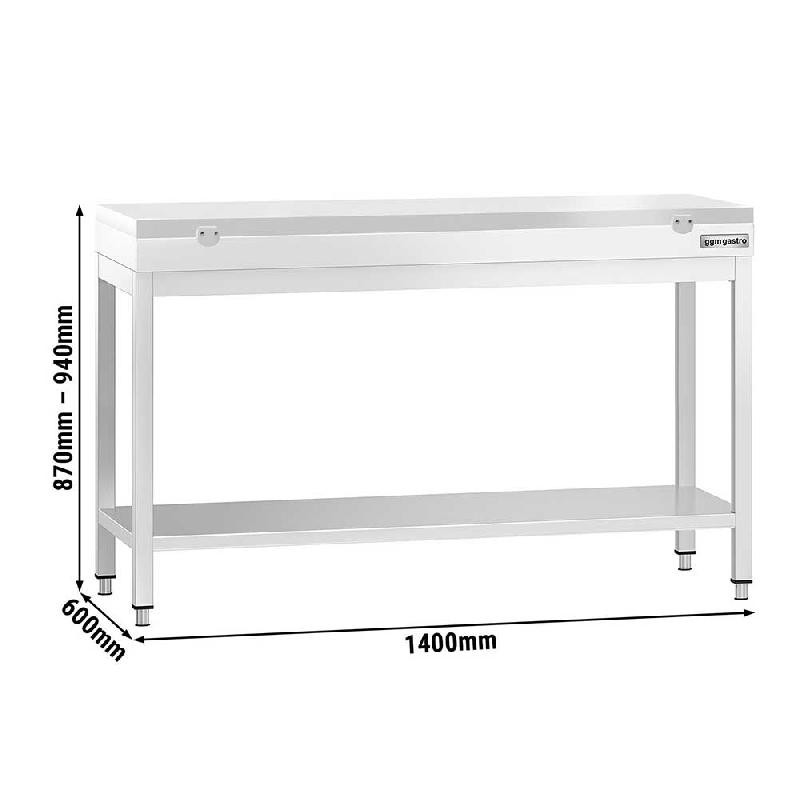 Table inox de découpe avec plan blanc - Profondeur 600 mm | Ggm - 1400_1