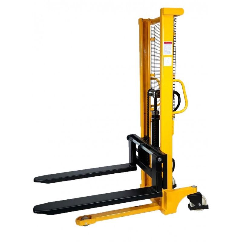 Gerbeur hydraulique SYC 1.5T - 1.6M avec fourches extensibles et capacité de 1,5T_1