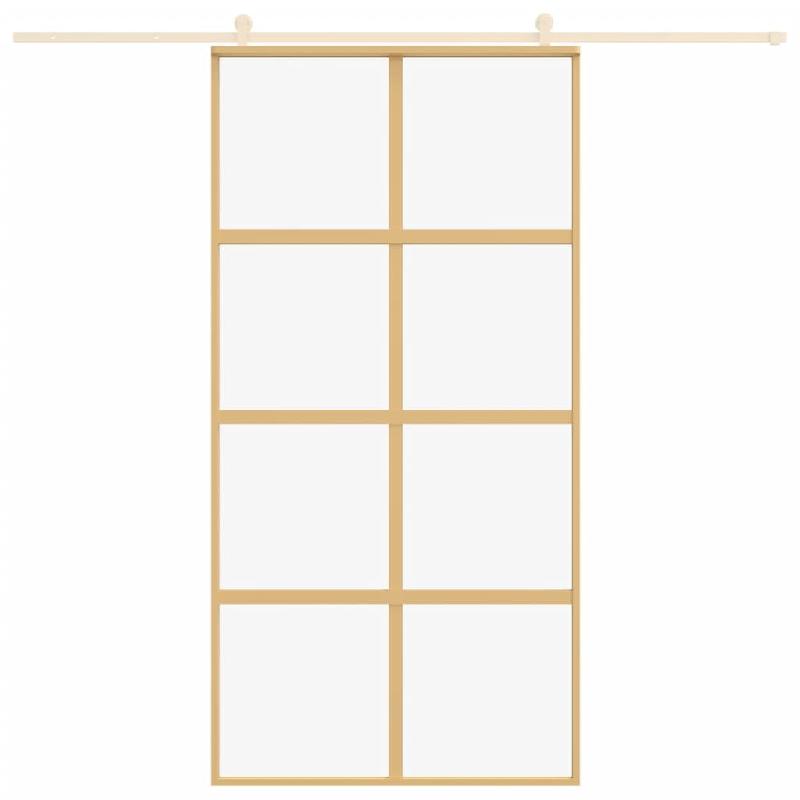 Vidaxl porte coulissante doré 102,5x205cm verre esg clair et aluminium 155186_1
