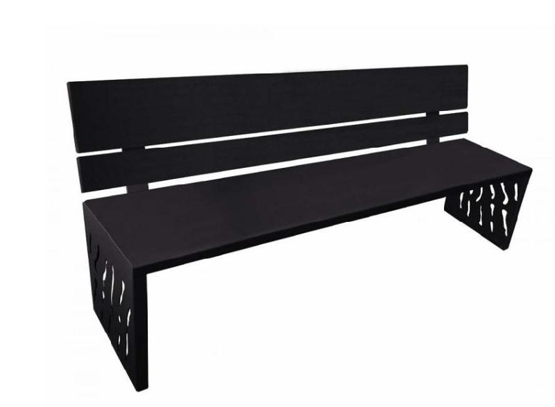 Banc Public Florence - Acier et Bois - 1800 mm - Version Clair ou Acajou_1