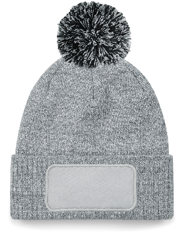 Bonnet à pompon patch Snowstar - Beechfield - Réf: B443 - 100% acrylique toucher doux_1