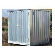 Bungalow : abri de stockage avec rétention - 2m x 2m - bac de 374L - plancher caillebotis acier galvanisé - conçu pour déchetterie, site industriel, entrepôt, stockage logistique, chantier_1