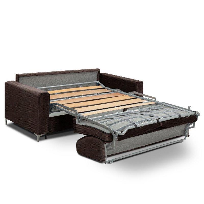 Canapé convertible express Jackson 160cm - Sommier lattes tweed marron chocolat - Matelas 16 cm haute résilience_1